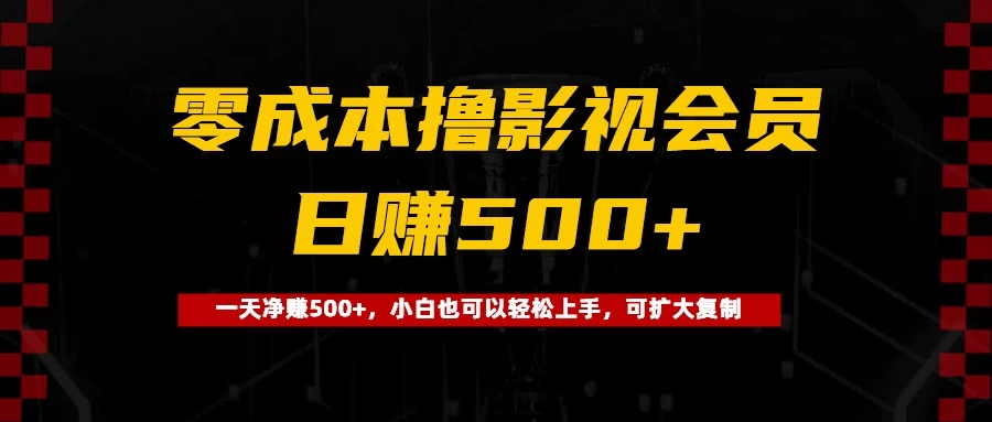 0成本撸影视会员，一天净赚500+，小白也可以轻松上手，可扩大复制 第1张
